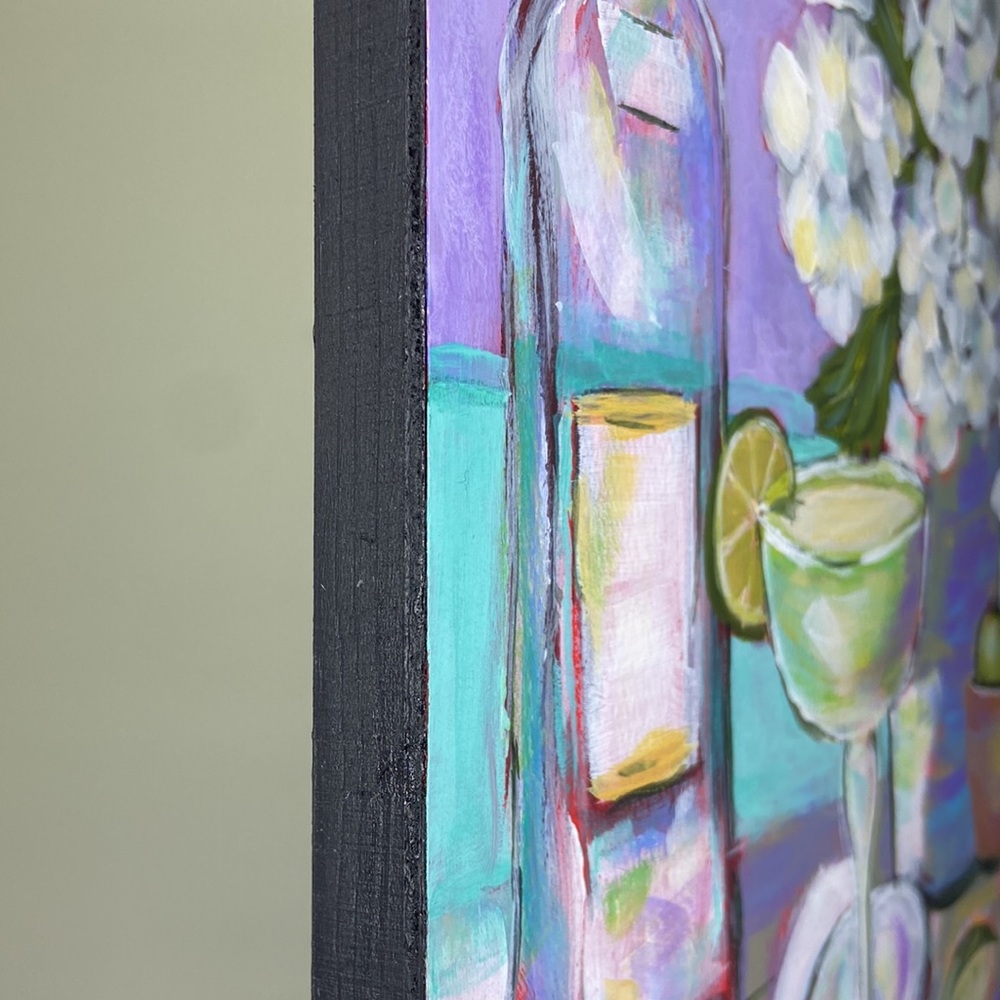 Colorful Hand Painted Tropical  Margarita Time Wall Art in Acrylic Contemporary - Picture 4 of 6